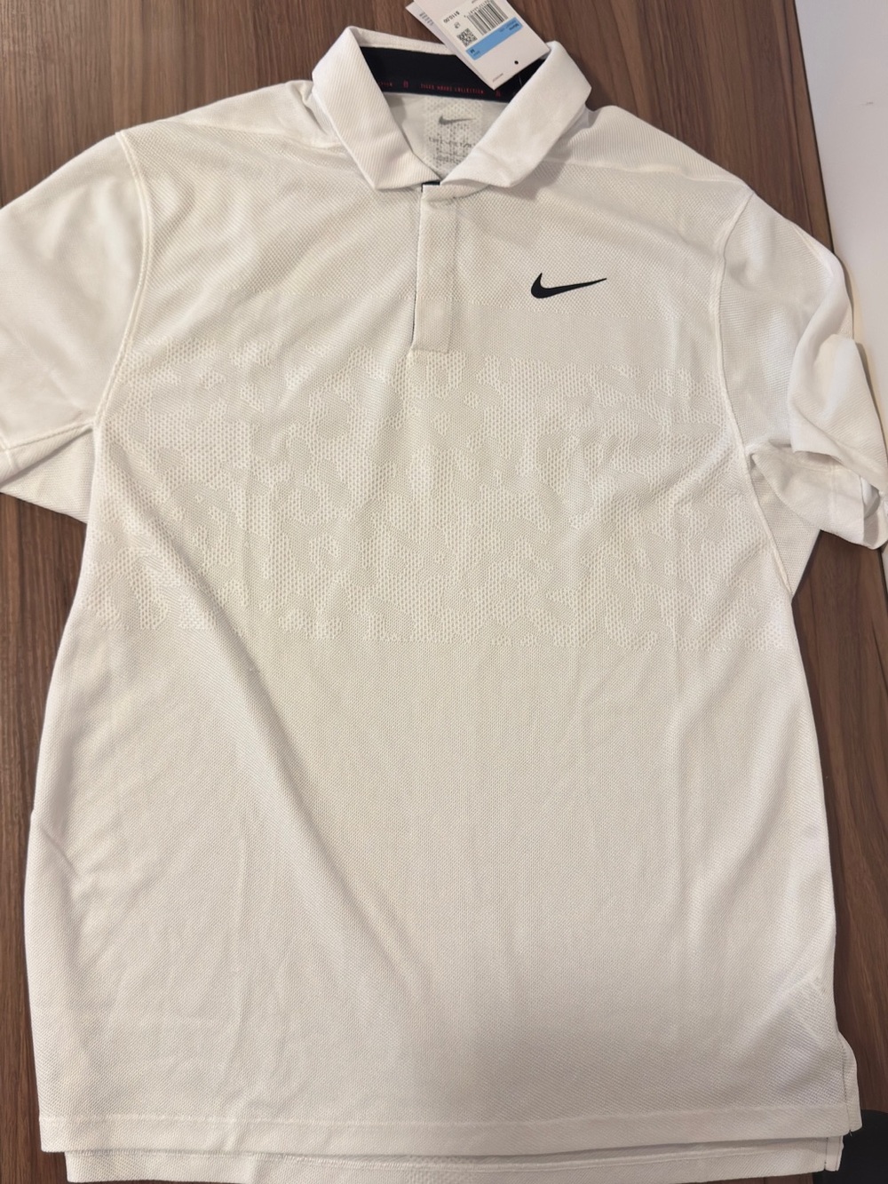 Nike White Short-Sleeve Polo with Black Swoosh